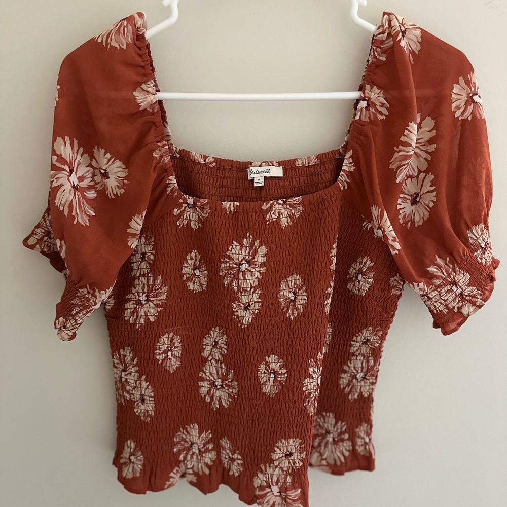 Madewell smocked printed top